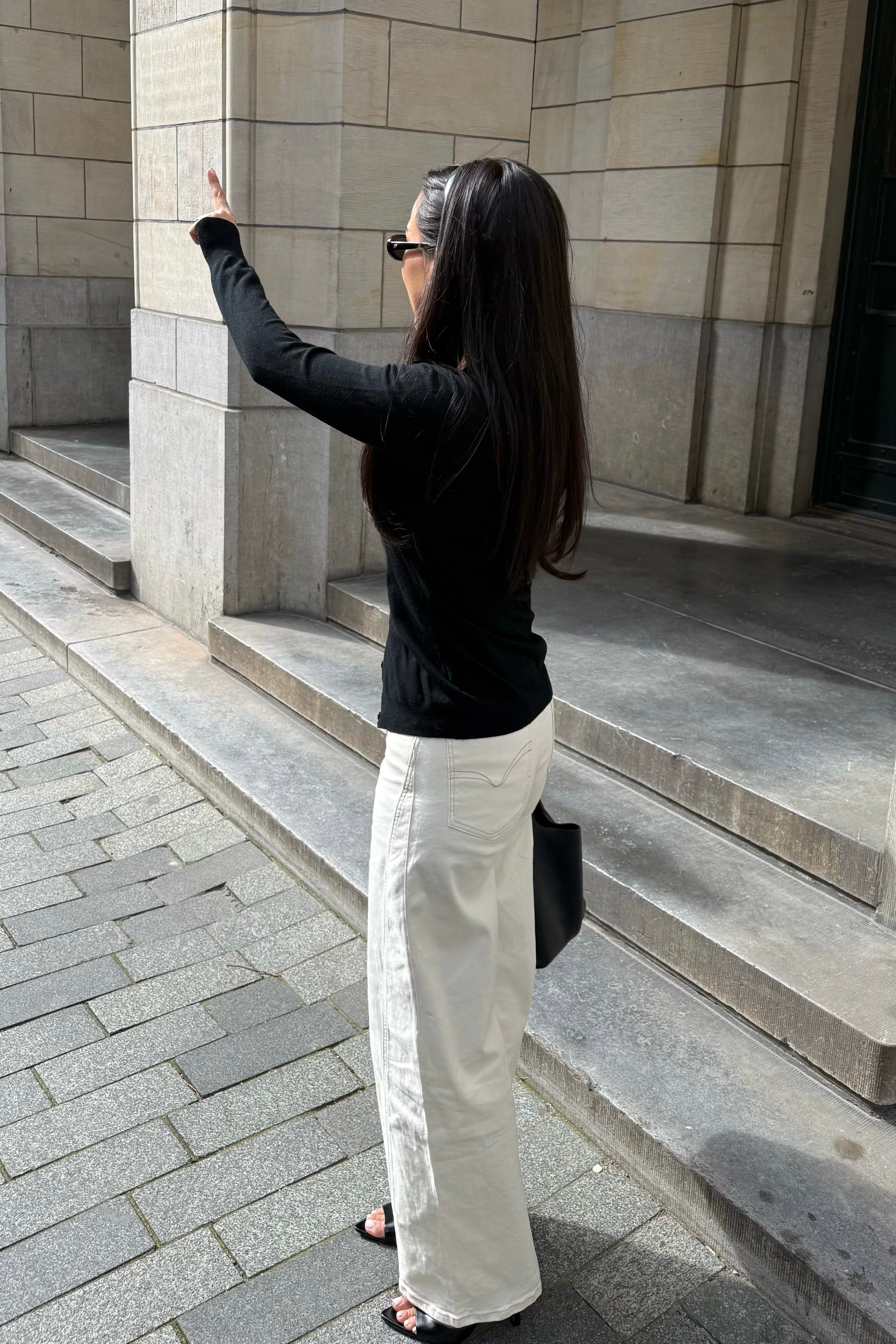 High Waist Barrel Jeans Creme