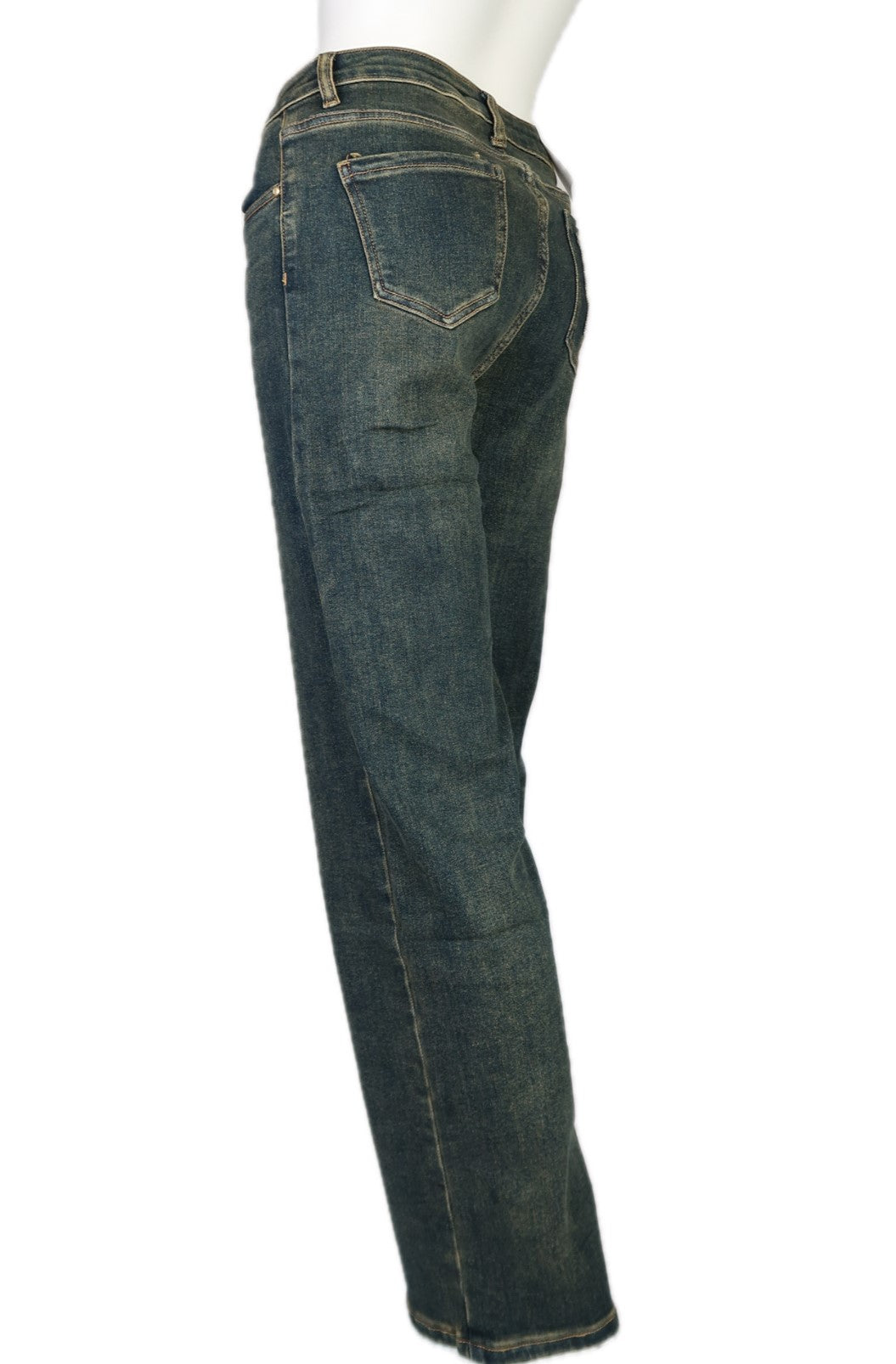 Wide Leg Jeans Mid Blue Green Wash