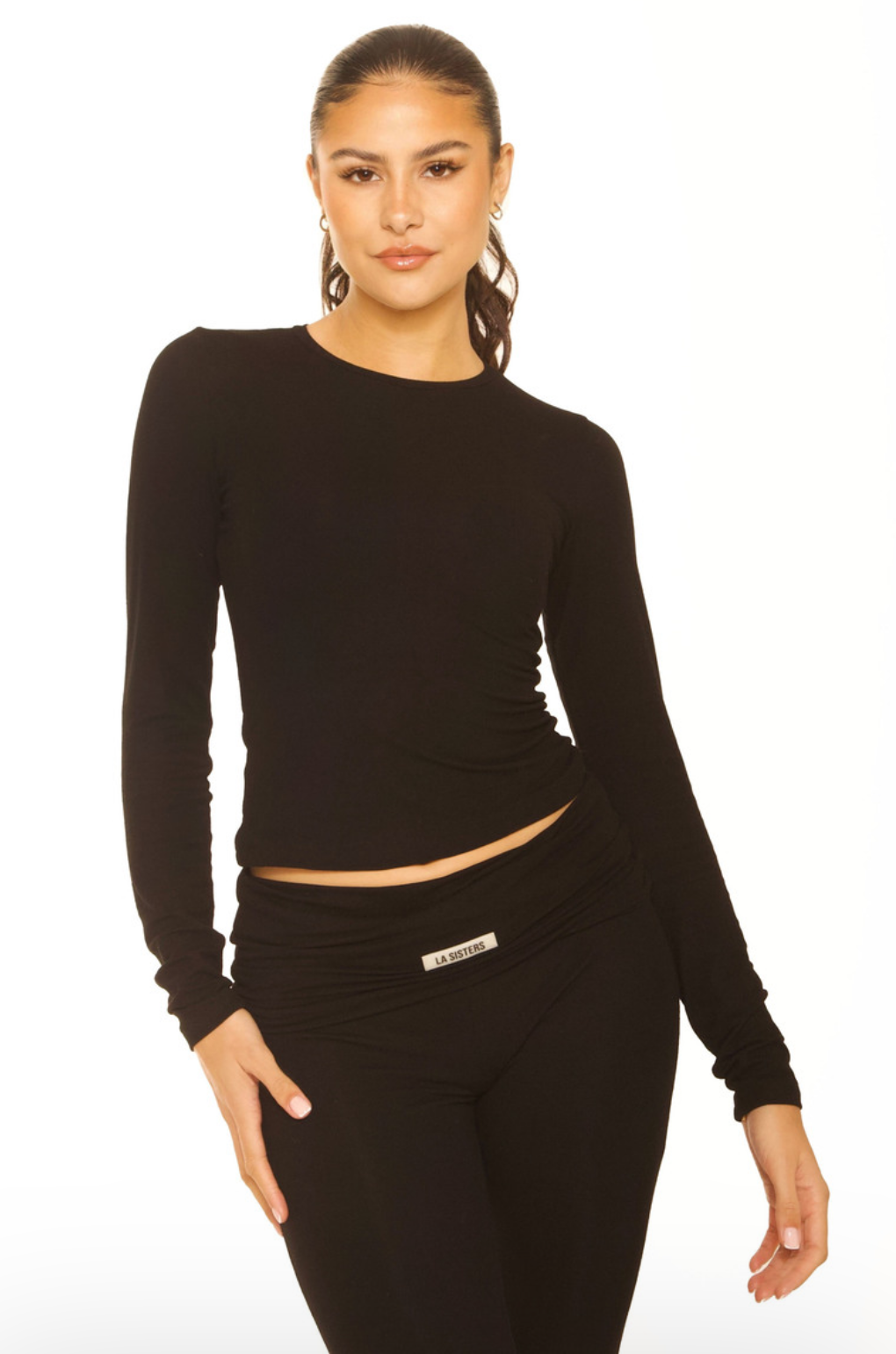 LA Sisters Long Sleeve Lounge Top Black
