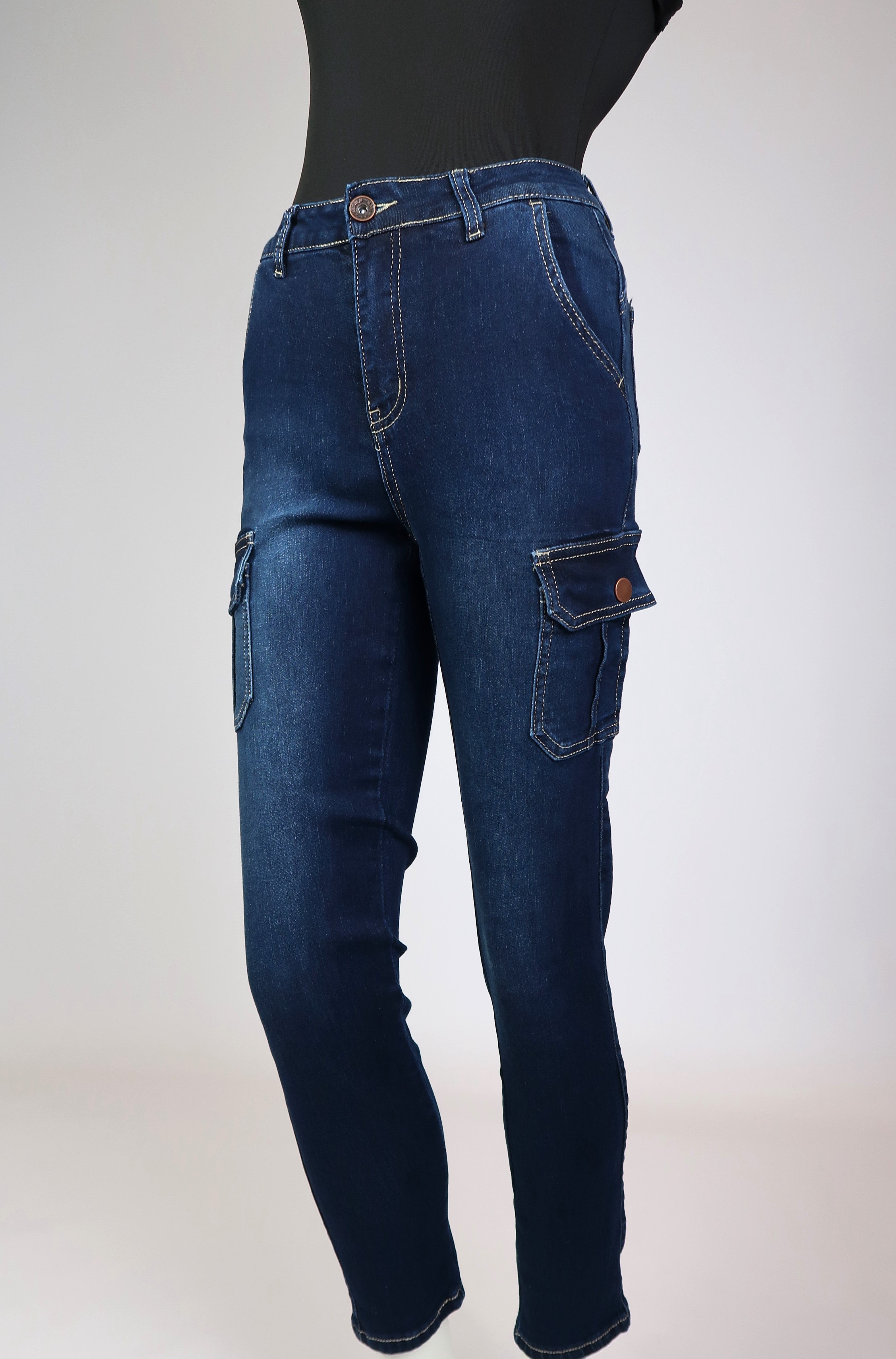 Denim Cargo Skinny Jeans