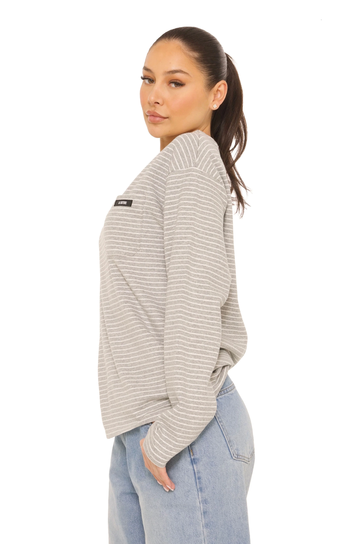 LA Sisters Long Sleeve Oversized Striped Tee