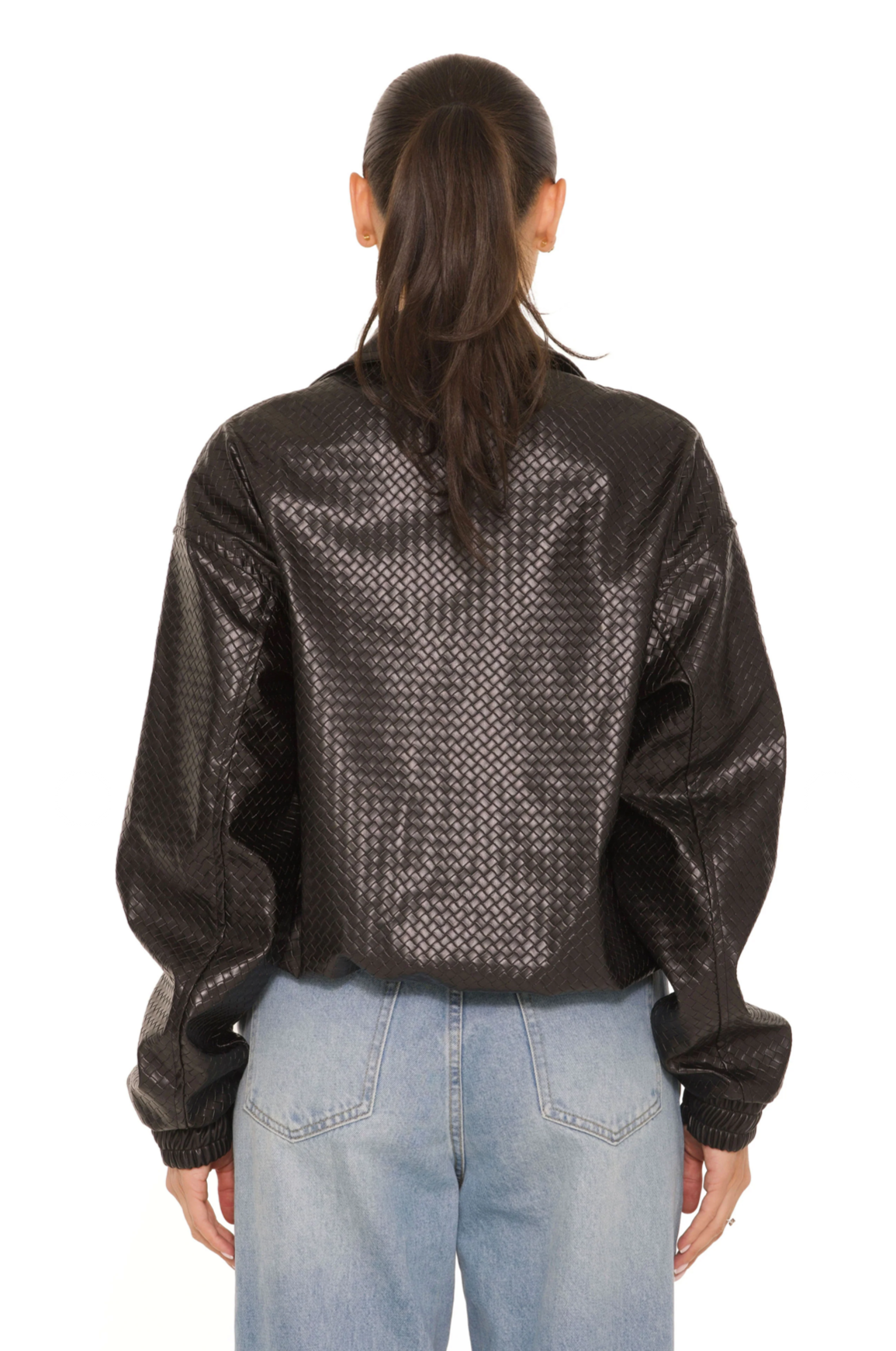 LA Sisters Leather Woven Bomberjacket