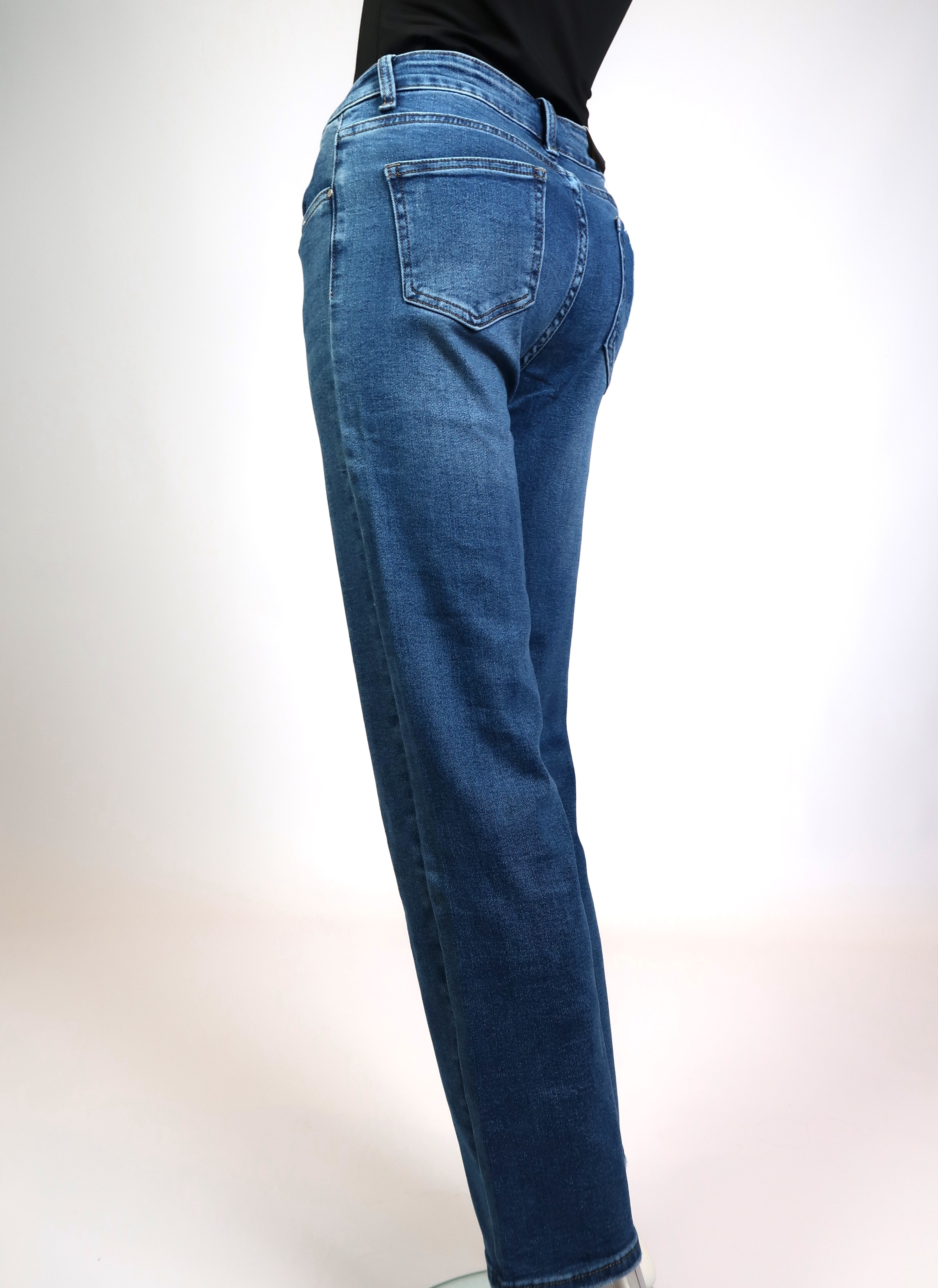 Straight Leg Jeans Mid Blue