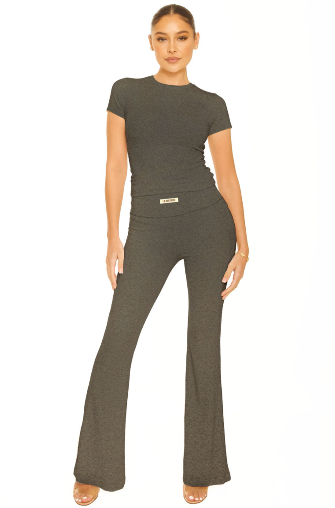 LA Sisters Long Sleeve Lounge Top Dark Grey