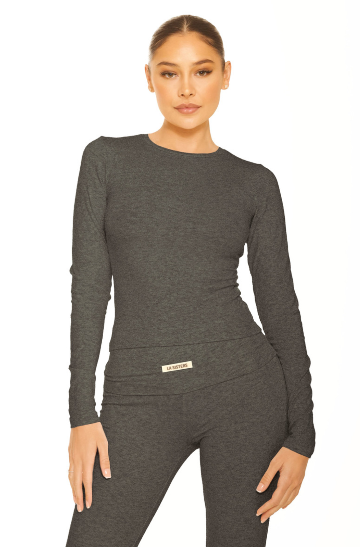 LA Sisters Long Sleeve Lounge Top Dark Grey