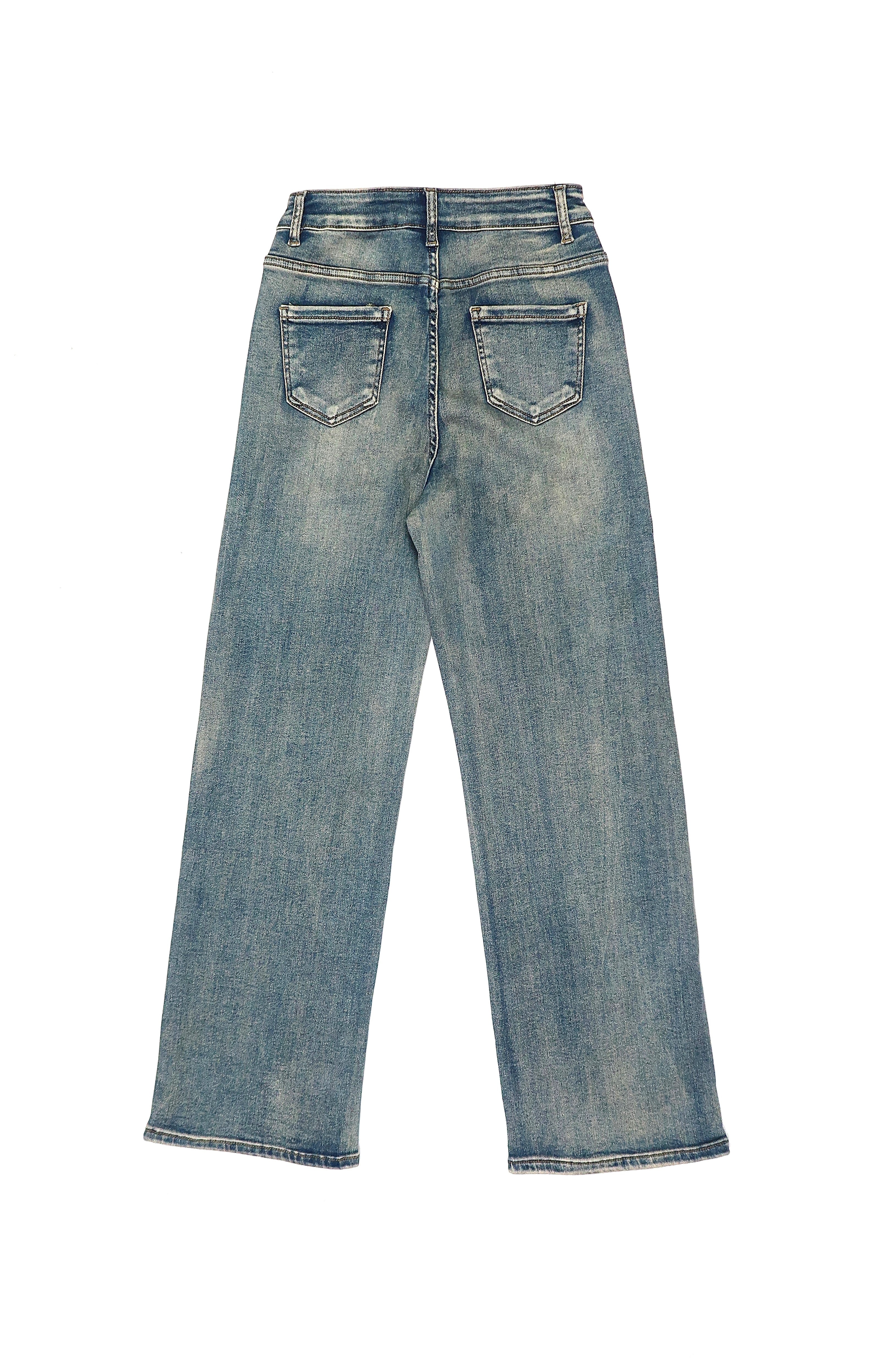 High Waist Wide Leg Jeans Light Blue Washed