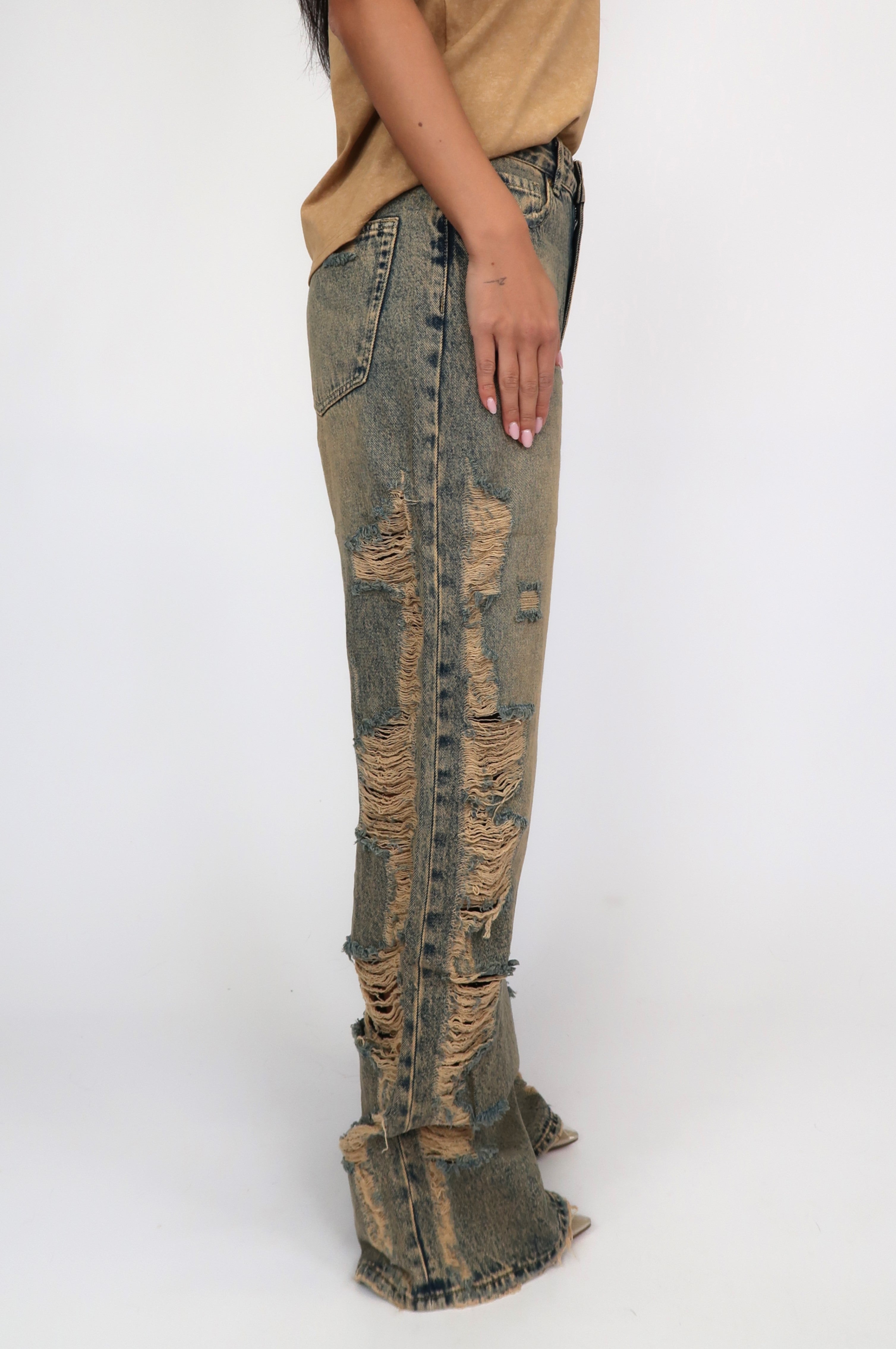 High Waist Wide Leg Jeans Ripped