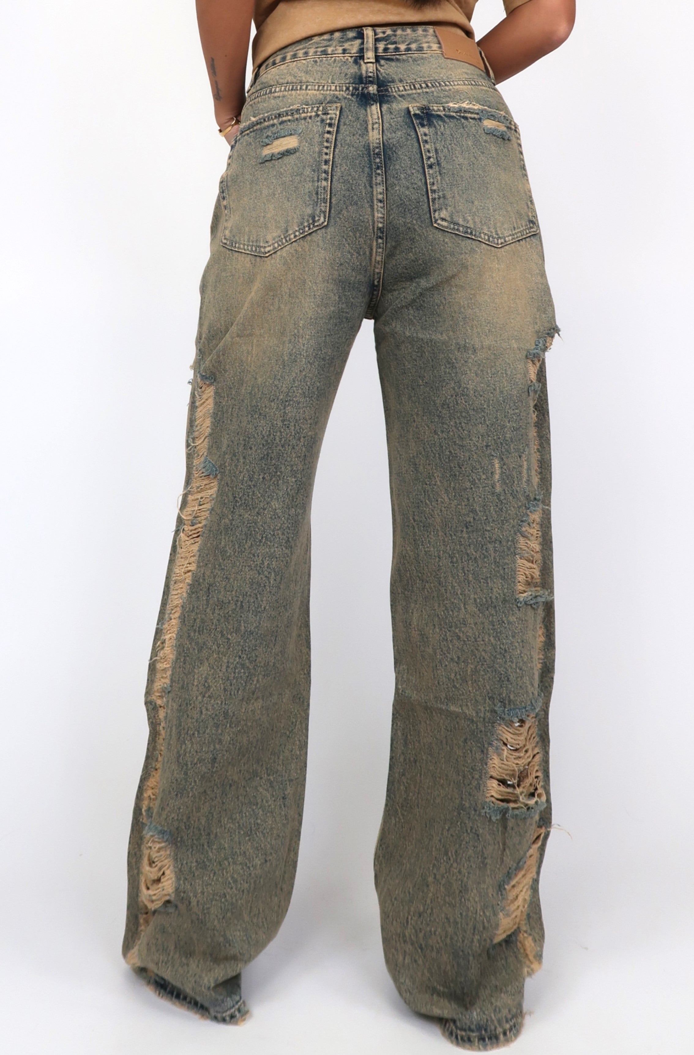 High Waist Wide Leg Jeans Ripped