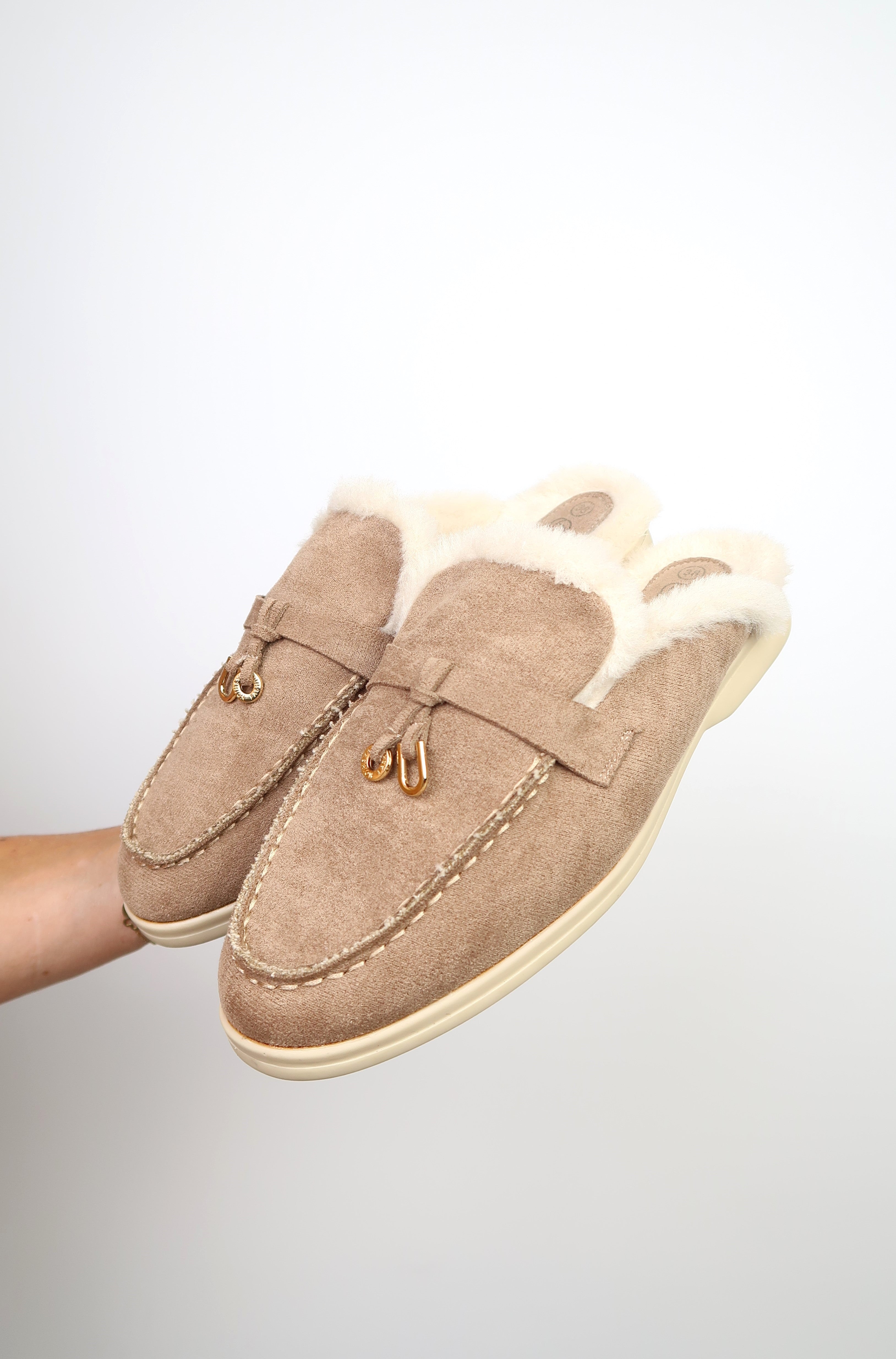 Faux Fur Loafers Open