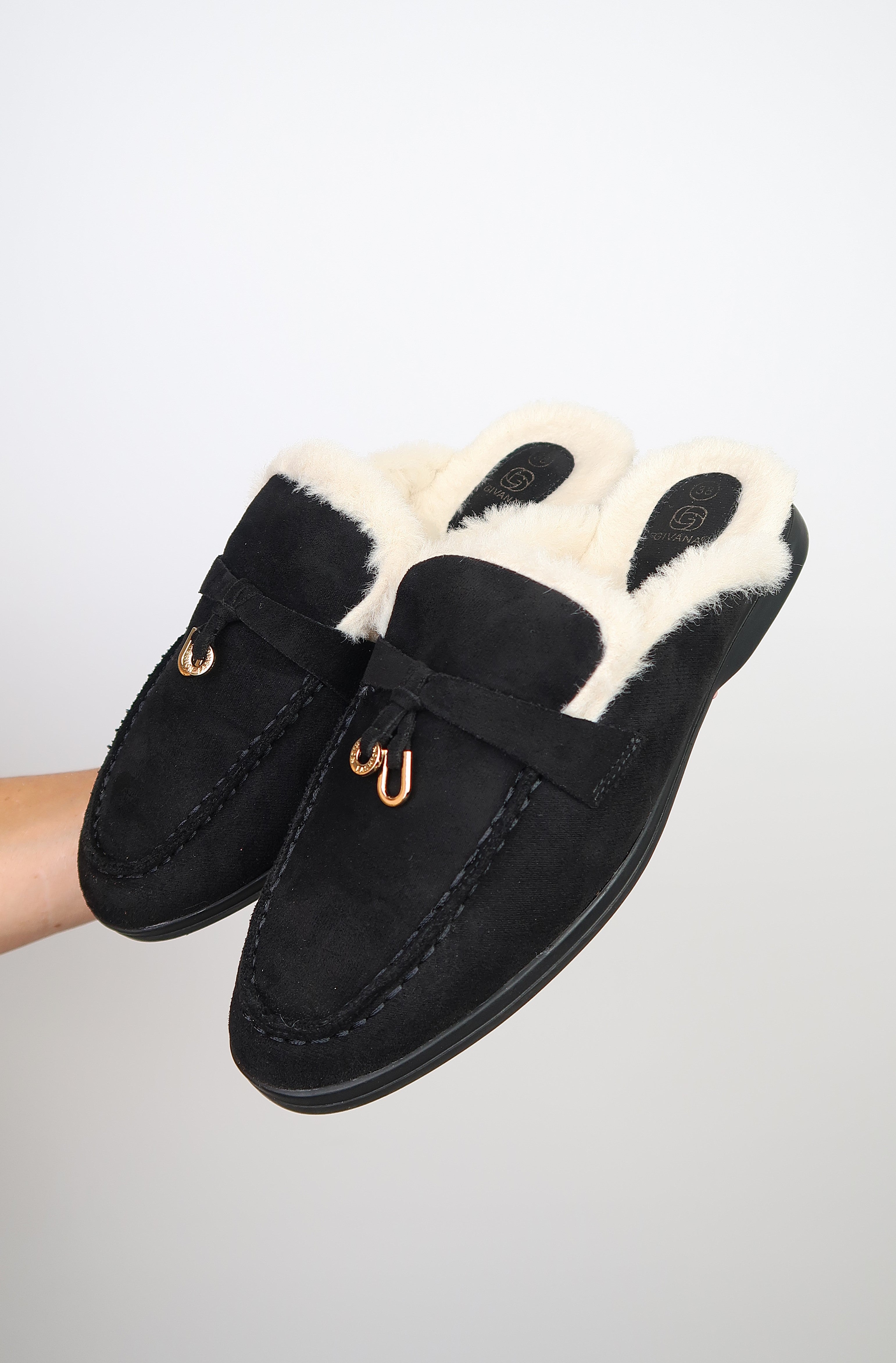 Faux Fur Loafers Open