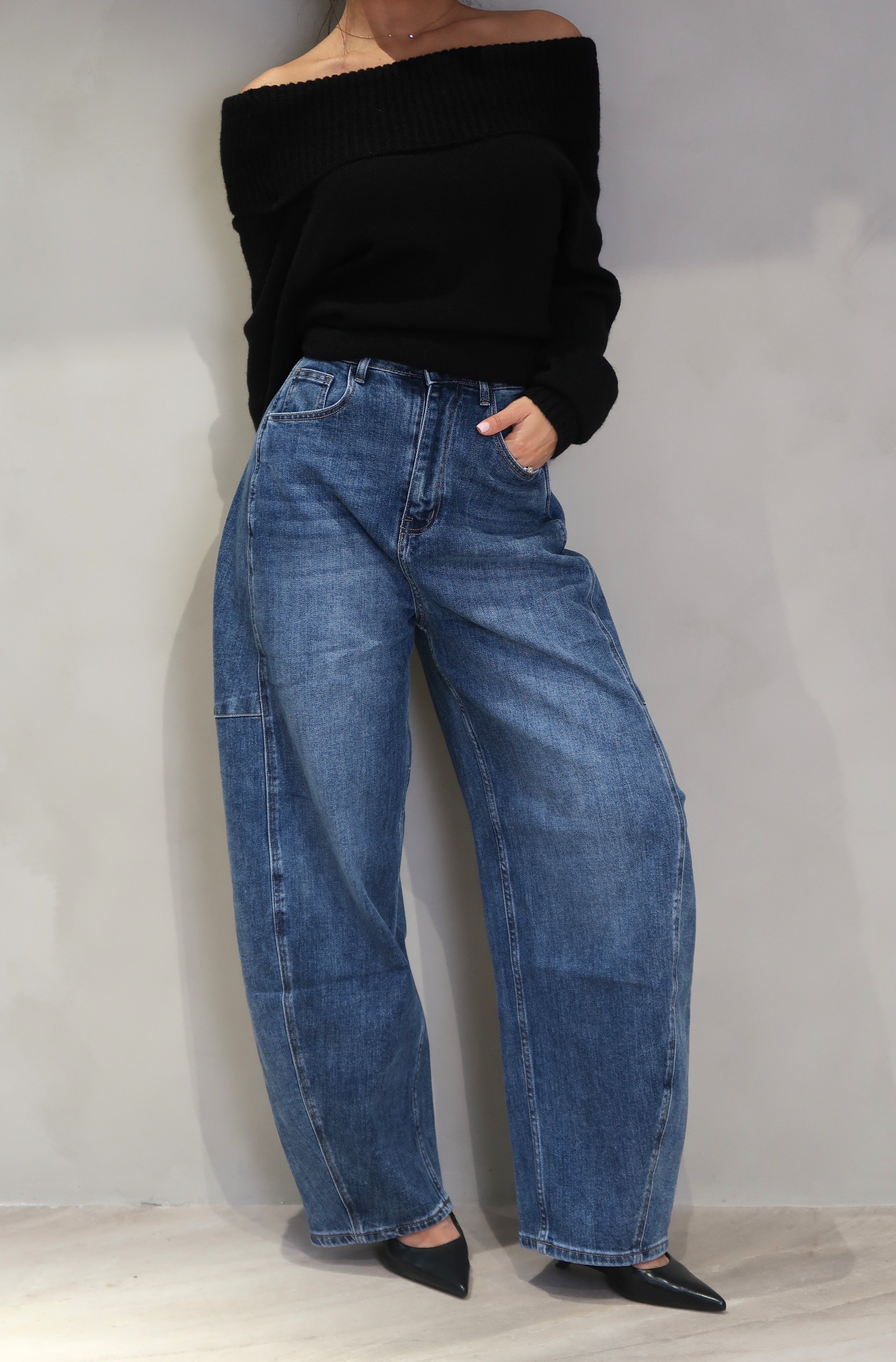 High Waist Barrel Jeans