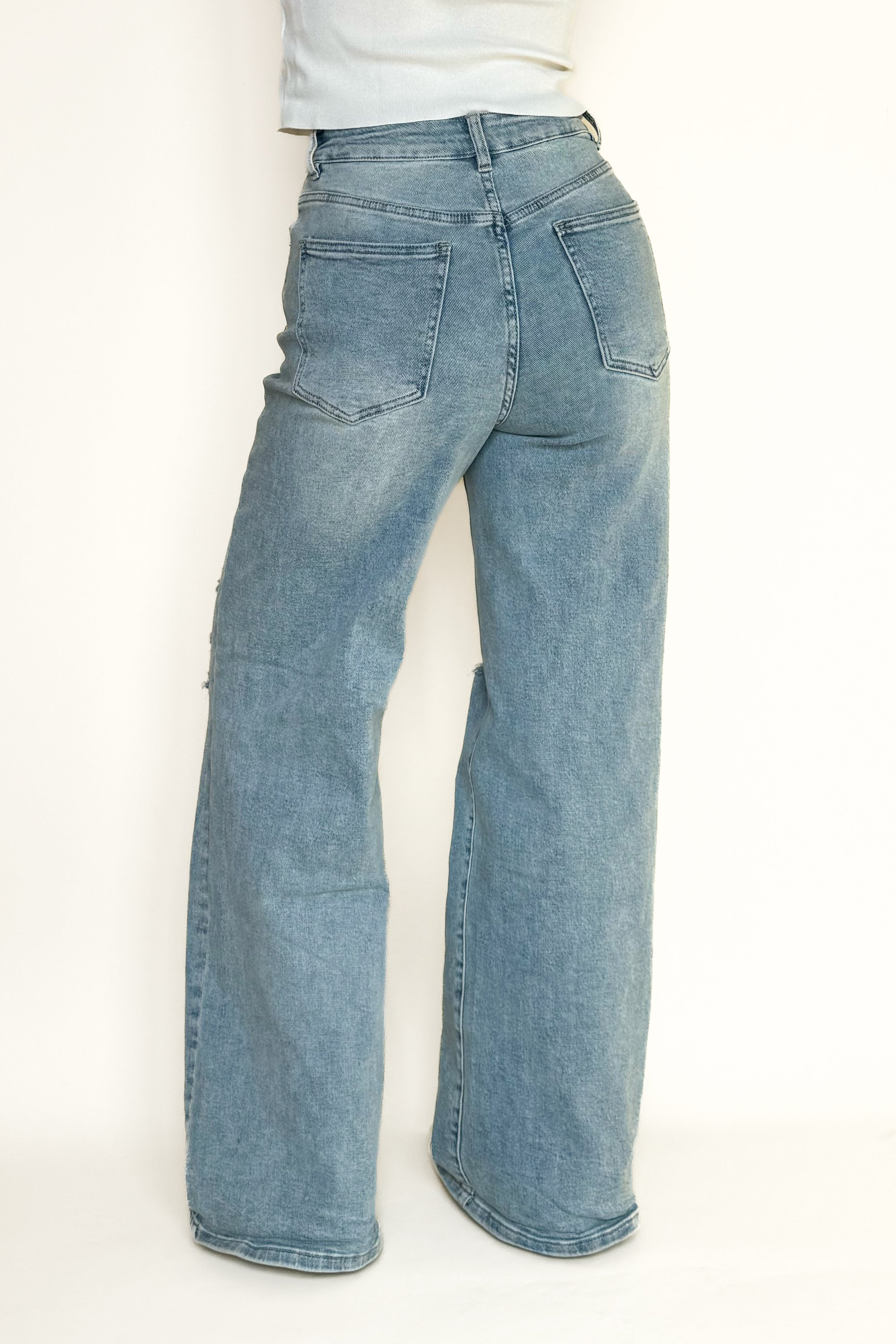 High Waist Wide Leg Jeans Ripped