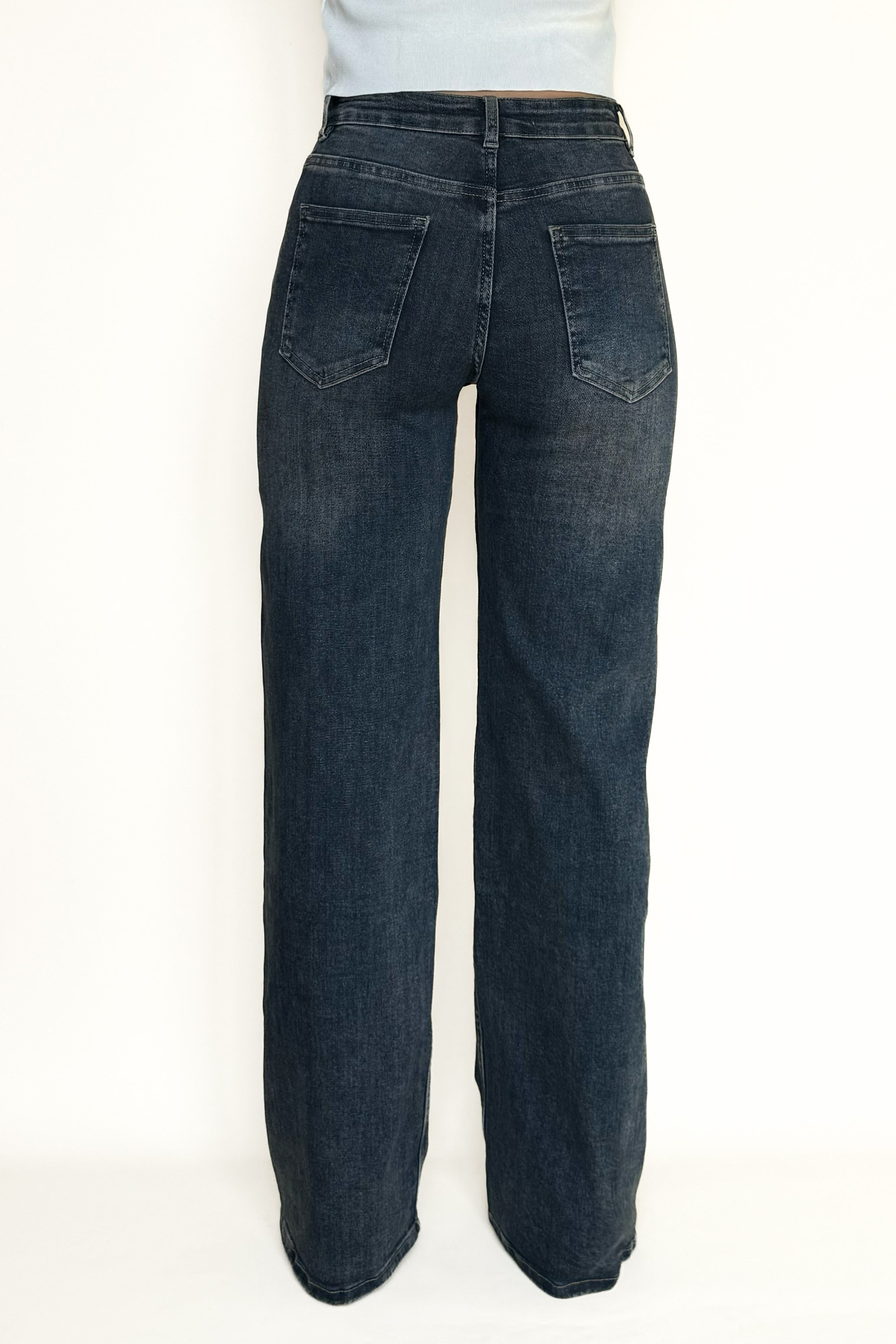 Low Waist Straight Leg Jeans Dark blue