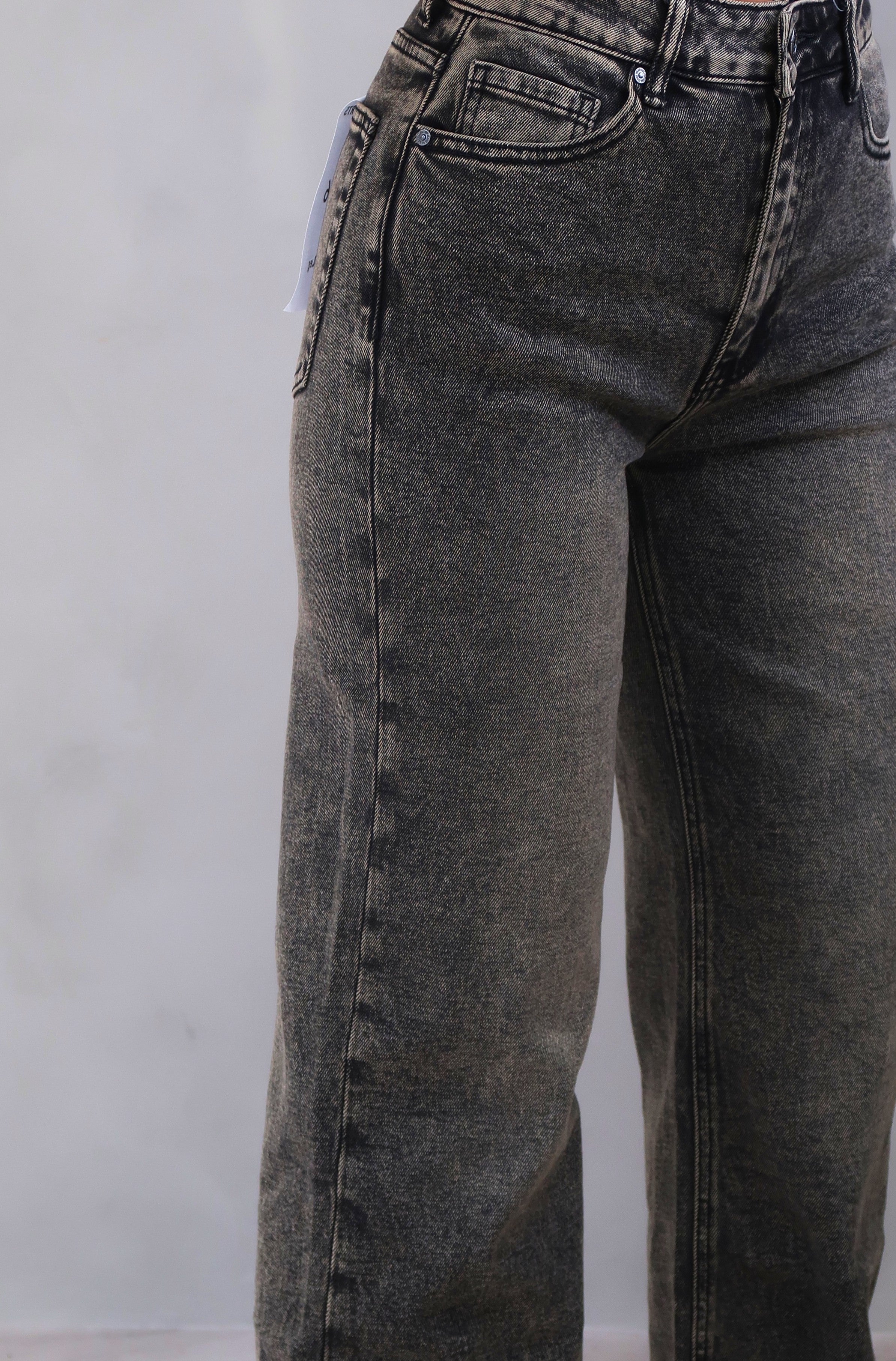 High Waist Wide Leg Jeans Brown Washed